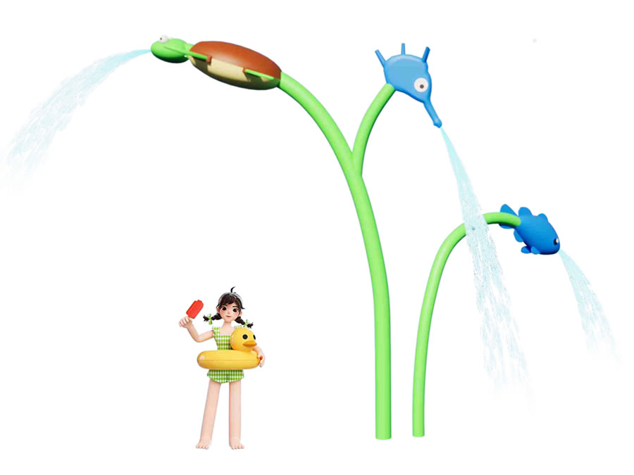 海龜與海馬戲水小品