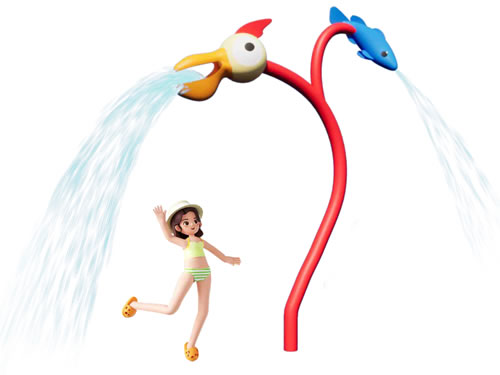 鵜鶘與魚戲水小品